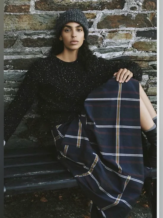 Banana Republic Plaid Tiered Midi Skirt Dark Academia Preppy Fall Collegiate NEW - Picture 5 of 5